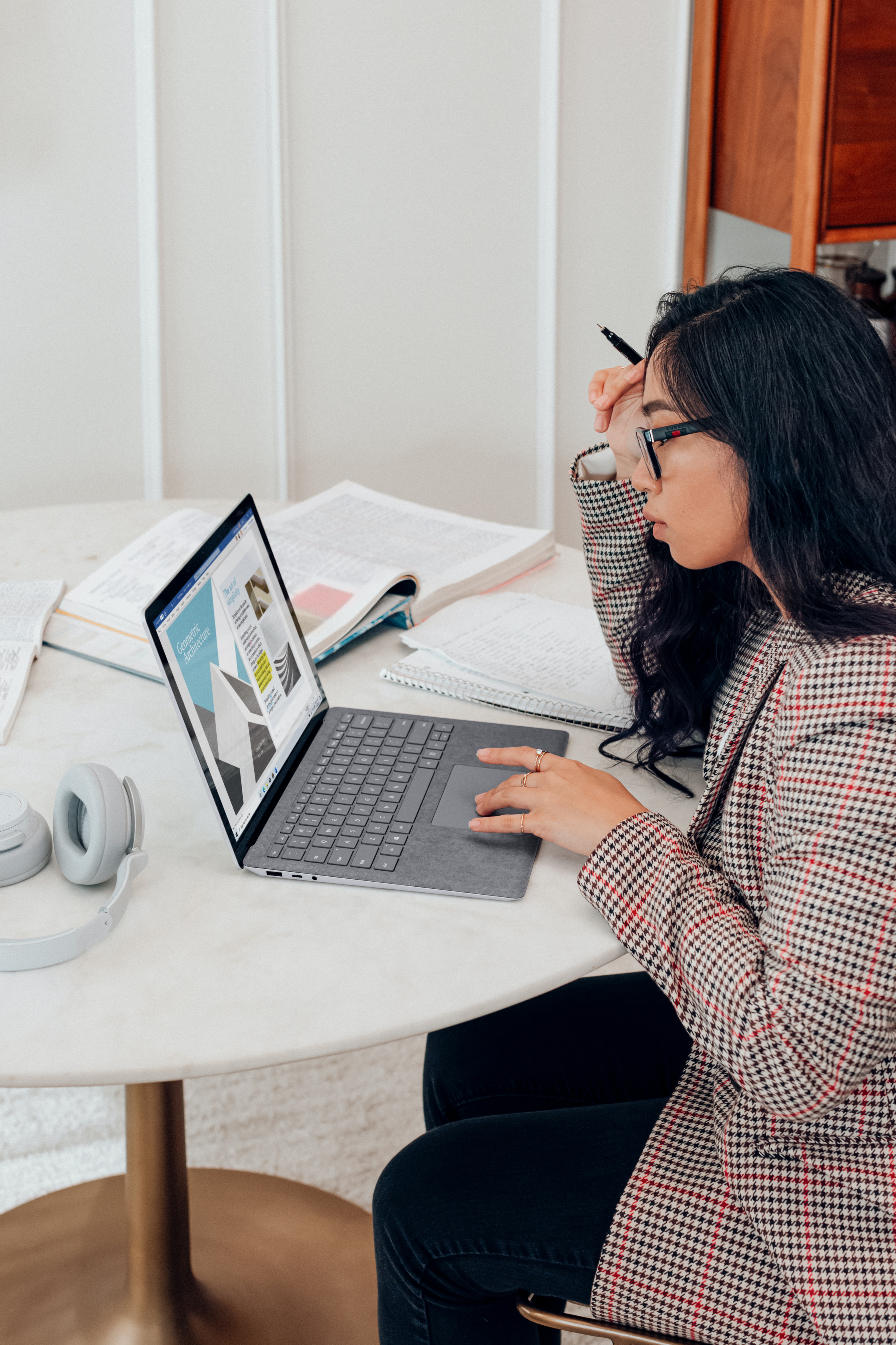 Young woman working on a laptop